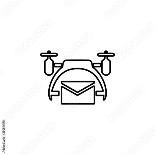Mail delivery drone icon. Cargo shipping, parcel delivery with quadcopters. Innovative design concept for web and mobile UI design.