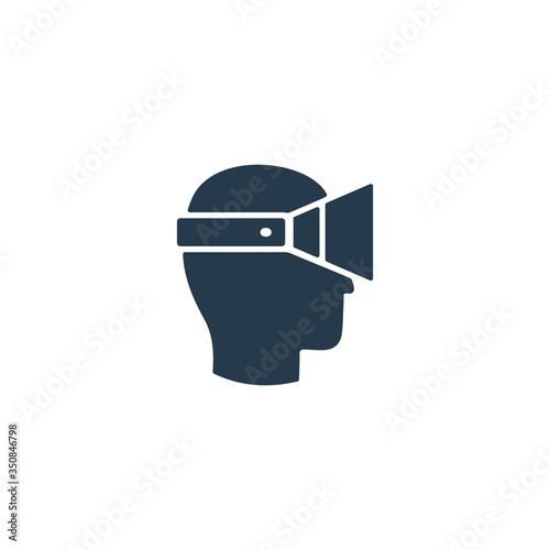Man wearing virtual reality glasses icon. VR headset sign. VR gaming, entertainment illustration for perfect web and mobile concept.