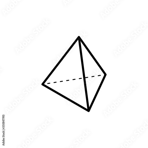 Pyramid icon. Isometric logo. Outline design editable stroke. For yuor design. Stock - Vector illustration.