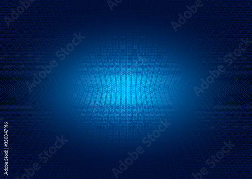 Abstract perspective grid on blue glowing background. square pattern lighting effect.