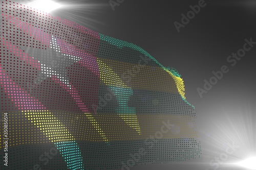 pretty labor day flag 3d illustration. - hi-tech photo of Togo flag made of dots waving on grey with free place for text