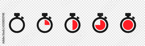 Timer vector icons on transparent background. Set of Timer. Countdown Timer vector icons. Eps10