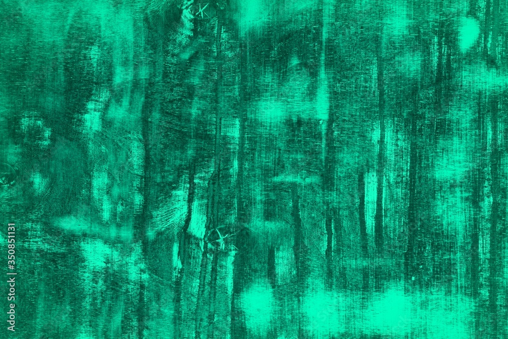 teal, sea-green grunge plywood with different big cleared spots texture - nice abstract photo background