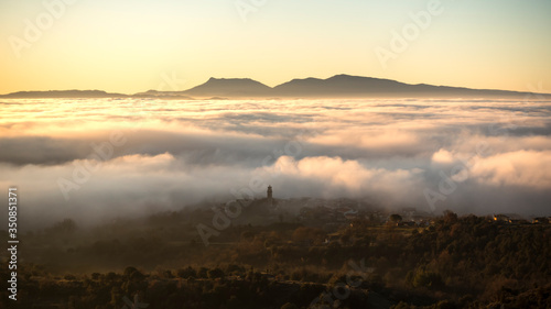 sunrise with low fog in Osona