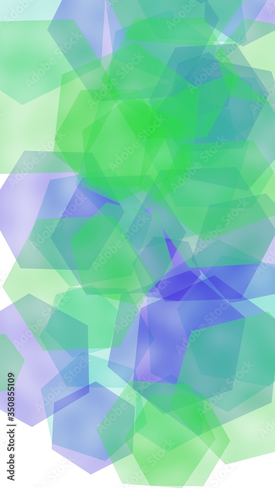 Fototapeta premium Multicolored translucent hexagons on white background. Vertical image orientation. 3D illustration