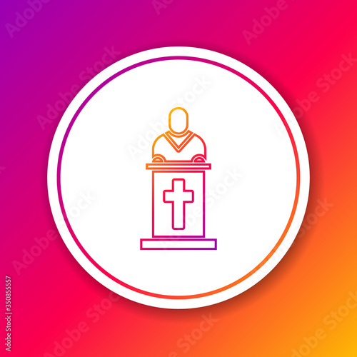 Color line Church pastor preaching icon isolated on color background. Circle white button. Vector