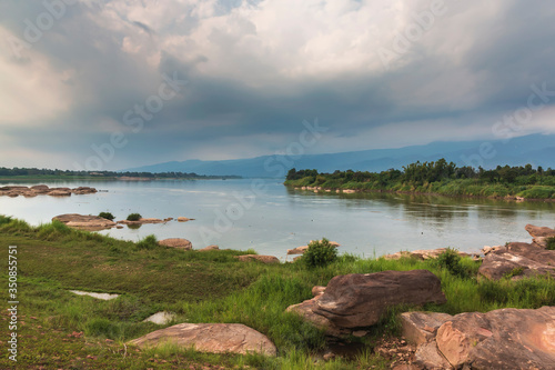 Kaeng Ah Hong Point of  View The Navel of Mekong River at Wat ahong silawat  Bueng Kan  Thailand.