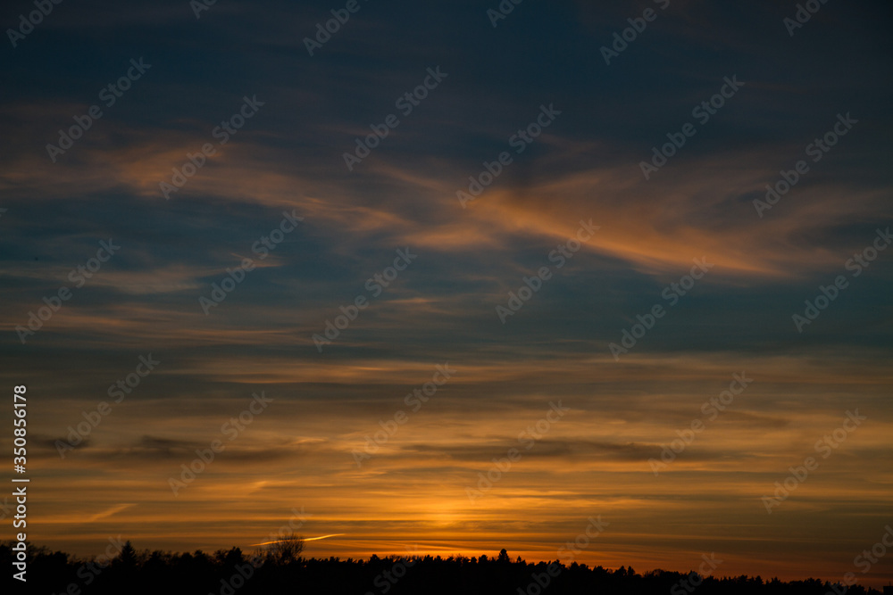 Idyllic Shot Of Silhouette Field Against Orange Sky During Sunset