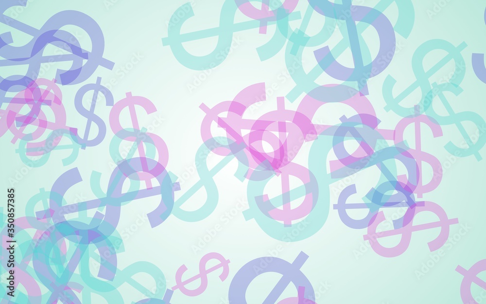 Multicolored translucent dollar signs on white background. Red tones. 3D illustration Multicolored translucent dollar signs on white background. Red tones. 3D illustration
