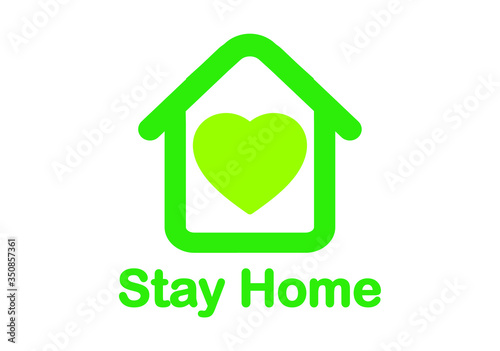 Stay at home, love. stay home, heart purple and pink color, home sticker symbol. vector