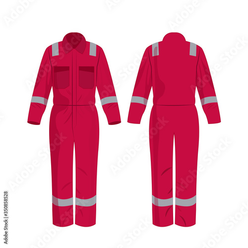 Hot pink work overalls with safety band isolated vector on the white background