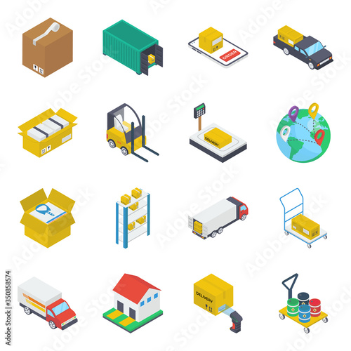 
Logistics Delivery Isometric Icons Pack

