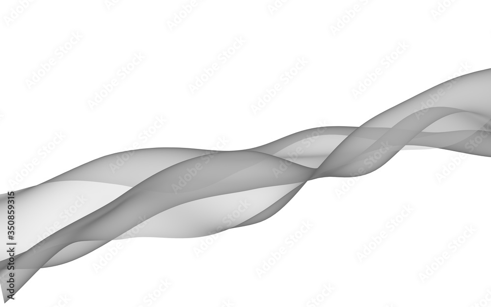 Abstract gray wave. Raster air background. Bright gray ribbon on white background. Gray scarf. Abstract gray smoke. 3D illustration Abstract gray wave. Raster air background. Bright gray ribbon on white background. Gray scarf. Abstract gray smoke. 3D illustration