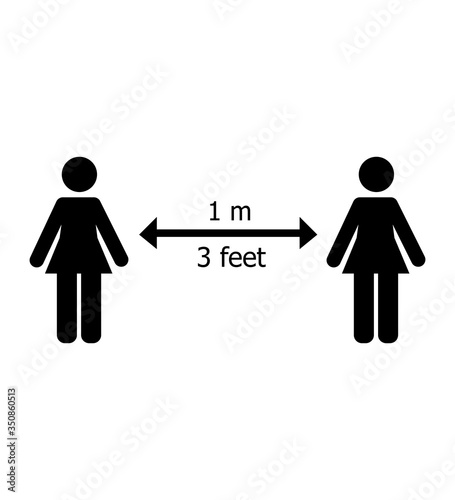 Keep distance sign coronovirus epidemic protective equipment steps to protect yourself keep the 1 meter distance vector illustration isolated on white