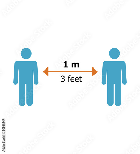 Keep distance sign coronovirus epidemic protective equipment steps to protect yourself keep the 1 meter distance vector illustration isolated on white