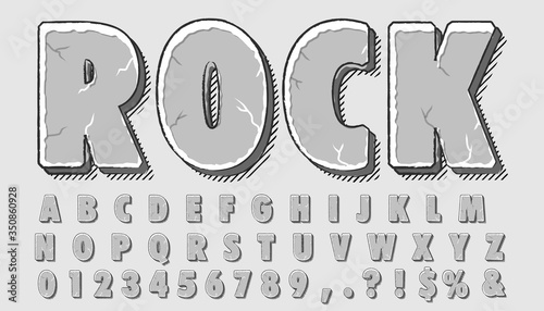 Rock style font design, alphabet letters and numbers, Eps10 vector.