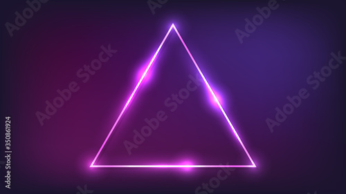 Neon triangular frame with shining effects 