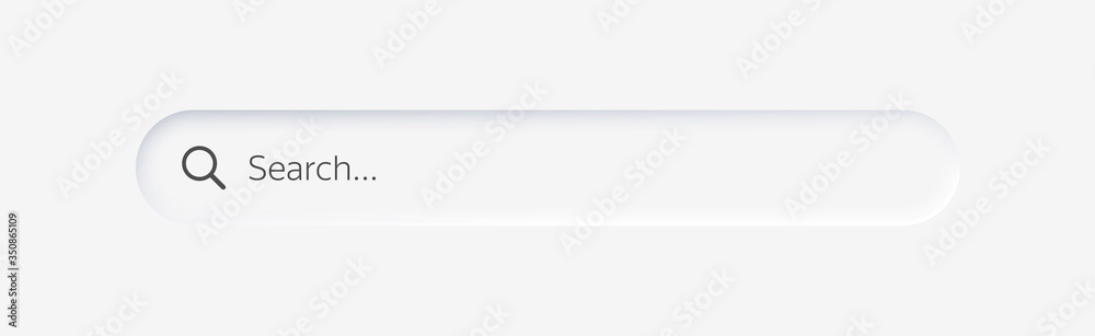 Search bar. Search window with shadow on light background, Neumorphism design. Vector illustration EPS10 Search bar. Search window with shadow on light background, Neumorphism design. Vector illustration EPS10