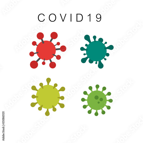Coronavirus 2019-nCoV. Corona virus icon. Black on white background isolated. China pathogen respiratory infection (asian flu outbreak). influenza pandemic. virion of Corona-virus. Vector illustration