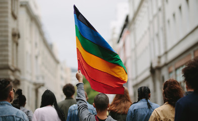 People in a gay pride parade