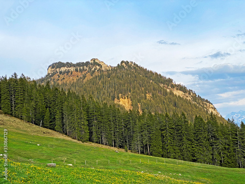 Alpine peak of Musflue in the Swiss mountain range of Pilatus and in the Emmental Alps, Alpnach - Canton of Obwalden, Switzerland (Kanton Obwalden, Schweiz) photo