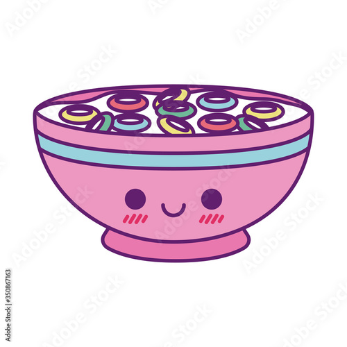 Kawaii cereal cartoon line and fill style icon vector design