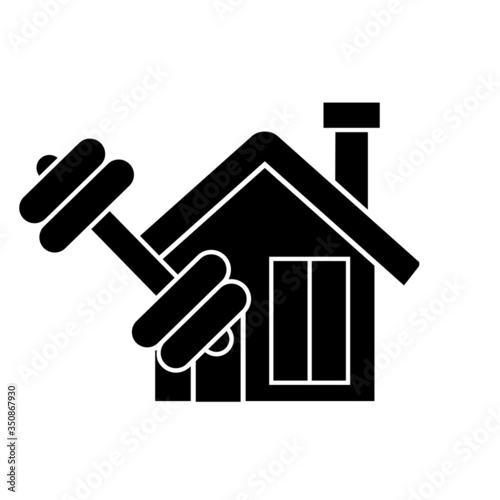 Fitness at home vector icon. gym fit illustration sign. workout house symbol. training sport exercise logo.