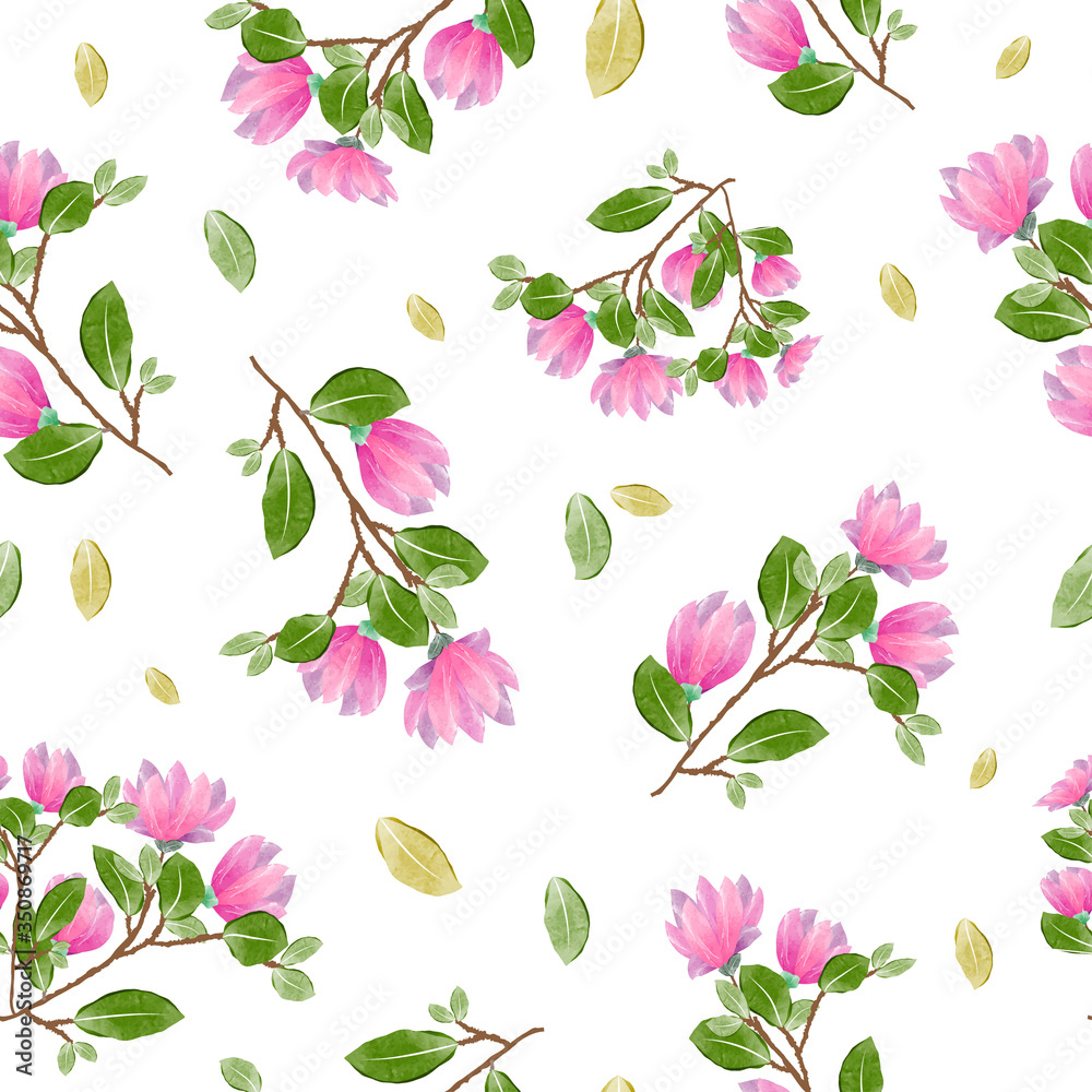 Repeat floral pattern with roses concept in the white backdrop