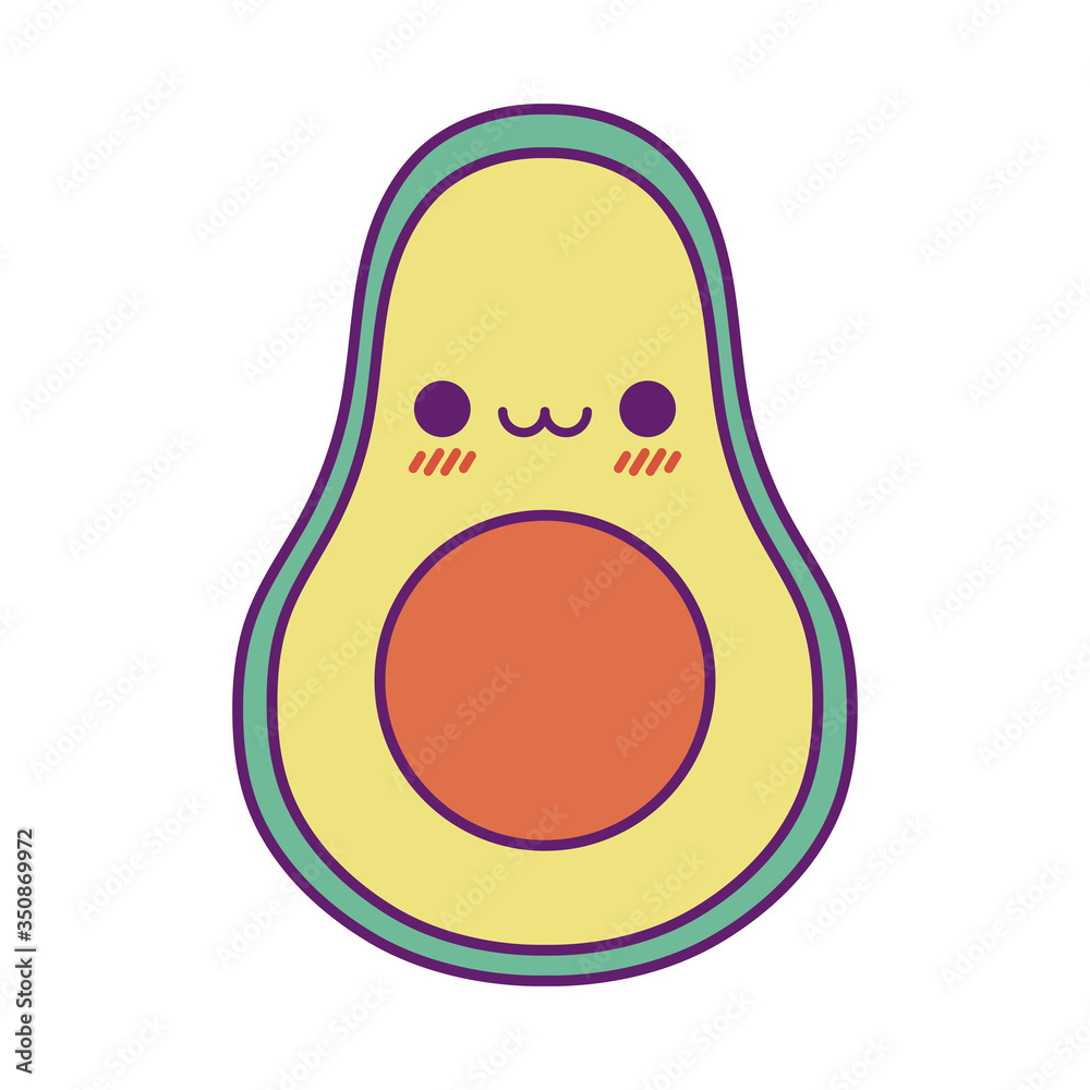 Kawaii avocado cartoon line and fill style icon vector design Kawaii avocado cartoon line and fill style icon vector design