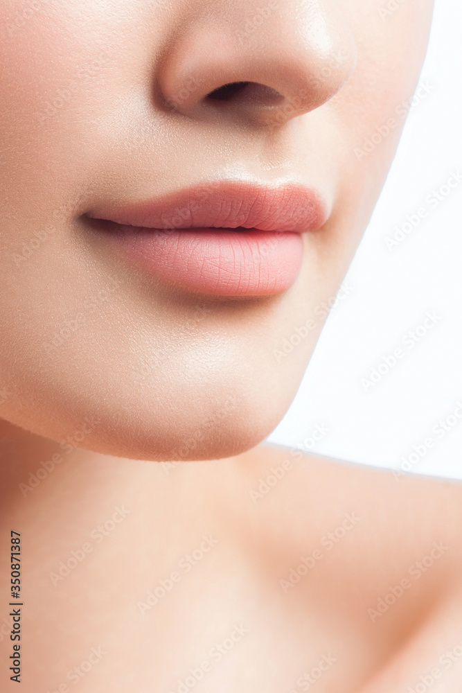 Anonymous portrait of young beautiful girl. Lips close up Anonymous portrait of young beautiful girl. Lips close up