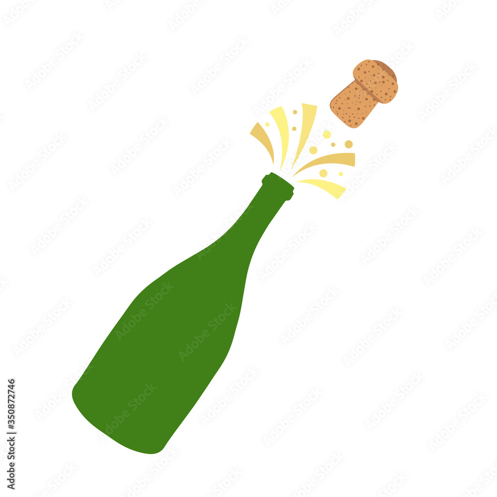 Champagne bottle explosion. Hand drawn vector illustration isolated on ...
