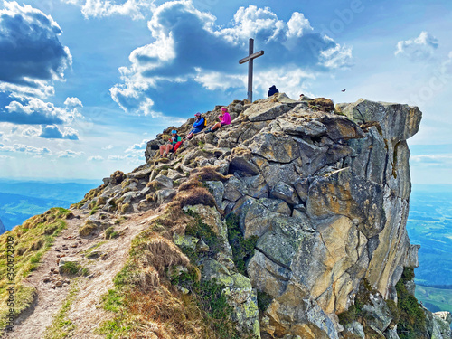 Alpine peak Gnepfstein Mittaggüpfi (Mittagguepfi or Mittaggupfi) in the Swiss mountain range of Pilatus and in the Emmental Alps, Alpnach - Canton of Obwalden, Switzerland (Kanton Obwalden, Schweiz) photo