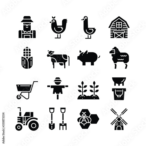 farm icon set, glyph icon collection