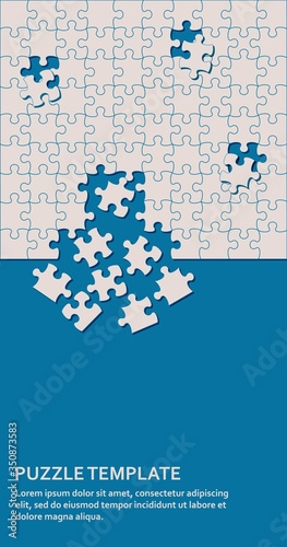 Jigsaw puzzle background with many pieces. Abstract mosaic template. Vector illustration.
