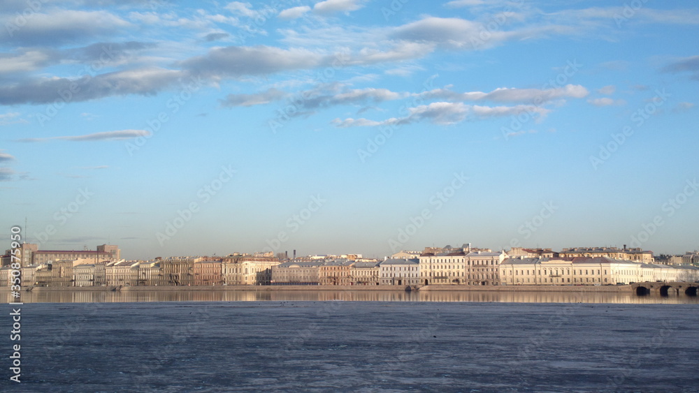 view of the neva river and st petersburg