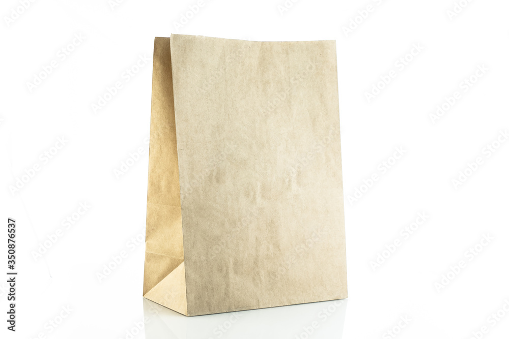 Craft bag for food on white backgroung, paper pack of carton, storage, blank, white package box Craft bag for food on white backgroung, paper pack of carton, storage, blank, white package box