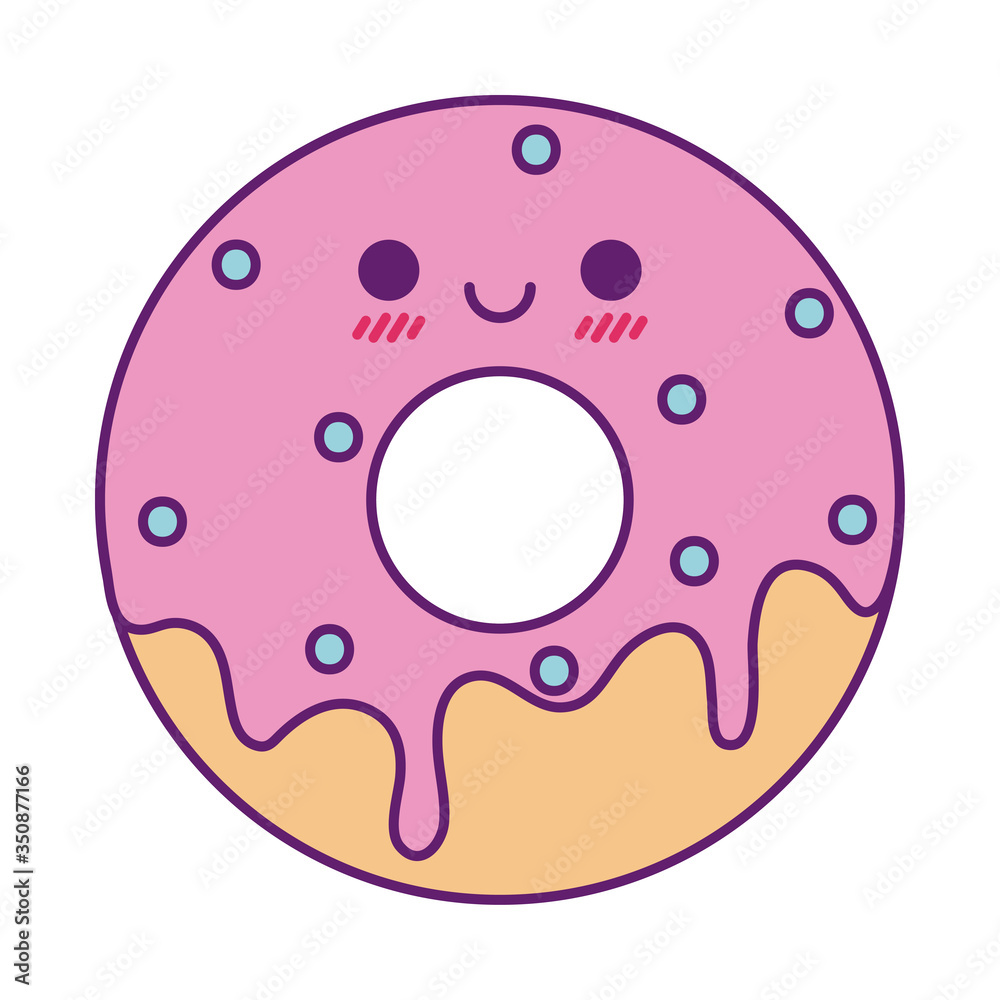 Kawaii donut cartoon line and fill style icon vector design Kawaii donut cartoon line and fill style icon vector design