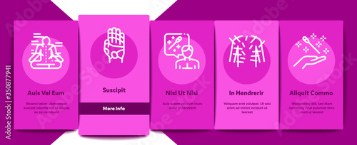 Acupuncture Therapy Onboarding Mobile App Page Screen Vector. Human Head And Hand, Ear, Face And Body Acupuncture, Doctor And Patient, Needles Tool Color Illustrations
