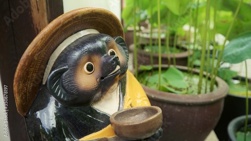 Shigaraki tanuki raccoon dog pottery. Japan