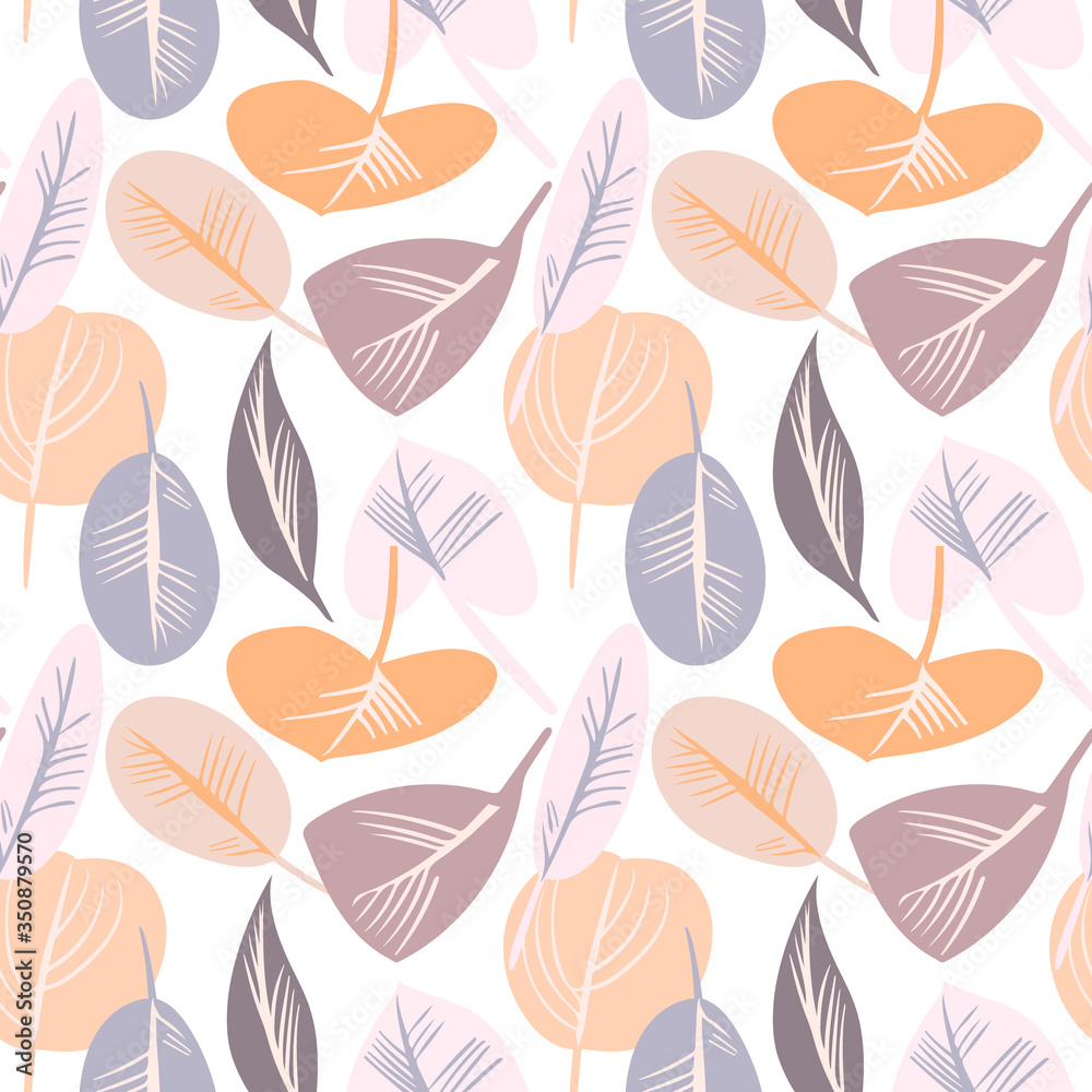 Fototapeta Stylized Leaves Seamless Pattern. Decorative Background.