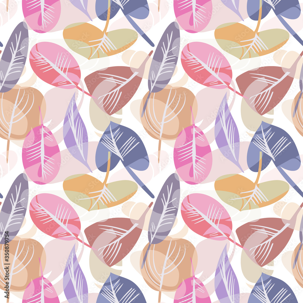 Obraz premium Stylized Leaves Seamless Pattern. Decorative Background.