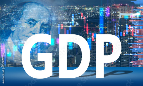 GDP. White letters GDP on t...