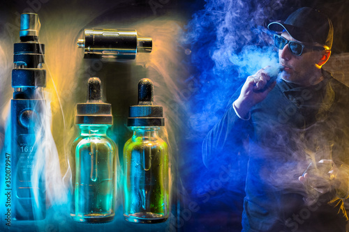 Vaper in dark clothing and ...