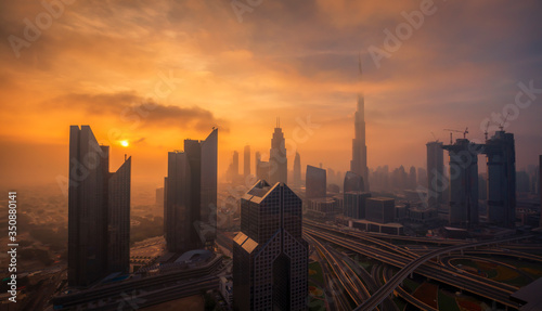 Canvas Print Dubai Downtown in the morning