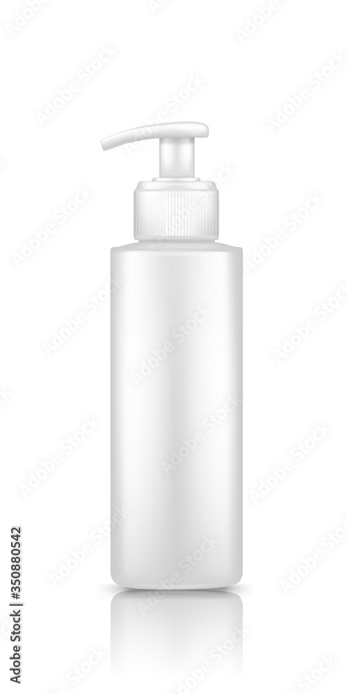 Pump bottle mockup isolated on white background: lotion, disinfectant, cream, sanitizer. Plastic package design. Blank cosmetic, hygiene, skin care template. 3d realistic vector illustration Pump bottle mockup isolated on white background: lotion, disinfectant, cream, sanitizer. Plastic package design. Blank cosmetic, hygiene, skin care template. 3d realistic vector illustration