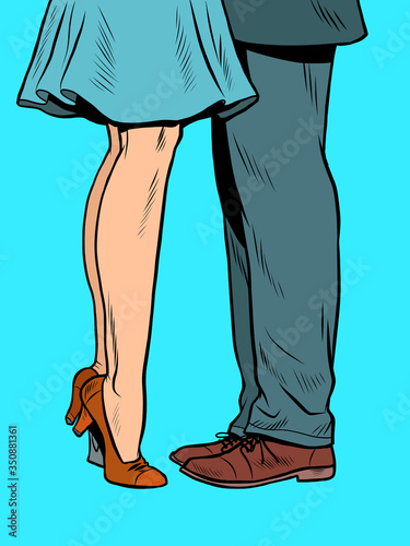 feet, a couple kissing when they meet