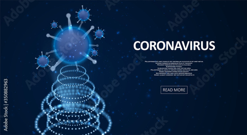 Hologram of coronavirus on a blue background