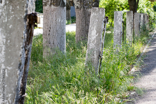 Concrete pillars along the road photo