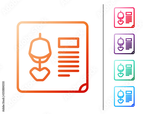 Red line X-ray shots icon isolated on white background. Set color icons. Vector Illustration