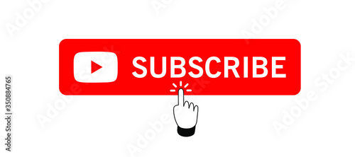 Subscribe icon shape sign. Red button subscribe to channel, blog. Social media logo symbol. Vector illustration image. Isolated on white background.